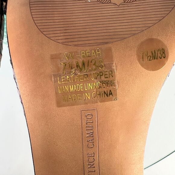 Vince Camuto Beah Sandal Red Black Leather Snake Print Ankle Strap - Picture 8 of 9